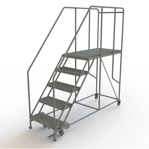 Plateforme de travail mobile, Acier, 5 Marches, 50" ha, 47" p, 24" Marche, Stri&eacute; Industrial Sales