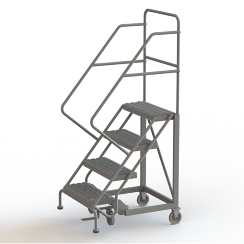 Safety Slope Rolling Ladder, 4 Steps, Serrated, 50° Incline, 40" High Industrial Sales