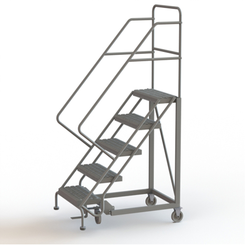 Safety Slope Rolling Ladder, 5 Steps, Serrated, 50° Incline, 50" High Industrial Sales