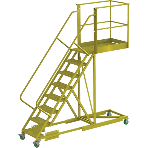 Cantilever Rolling Ladder, Supported, 8 Steps, 40" Platform Depth, 80" Platform Height Industrial Sales