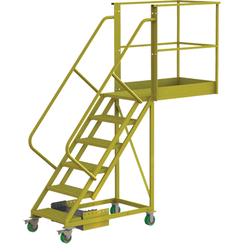 Cantilever Rolling Ladder, Unsupported, 6 Steps, 40" Platform Depth, 60" Platform Height Industrial Sales