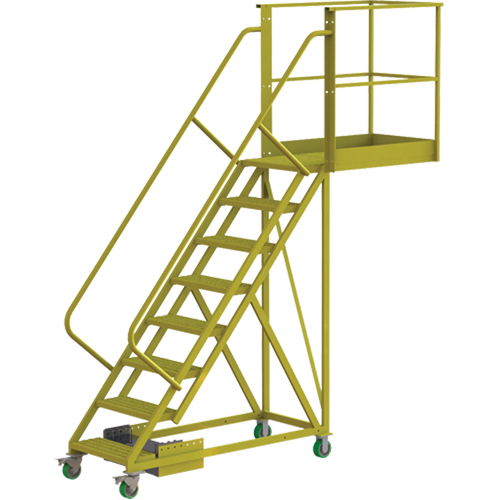 Cantilever Rolling Ladder, Unsupported, 8 Steps, 40" Platform Depth, 80" Platform Height Industrial Sales