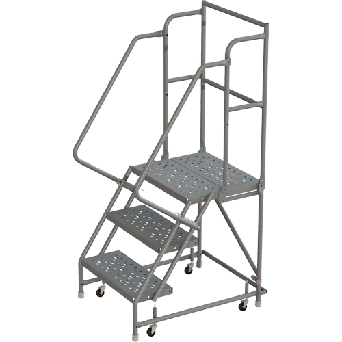 Deep Top Step Rolling Ladder, 3 Steps, 16" Step Width, 30" Platform Height, Steel Industrial Sales