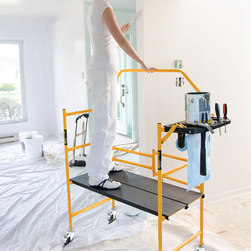 Jobsite Series 4' Safety Rail & Tool Shelf Scaffold Kit, Steel Frame, 49-1/2" D x 57-3/4" H Industrial Sales