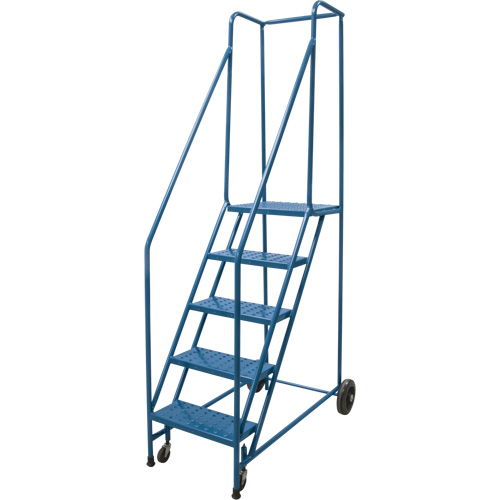 Rolling Step Ladder, 5 Steps, 18" Step Width, 46" Platform Height, Steel Industrial Sales