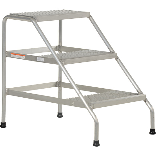 Aluminum Step Stand, 3 Step(s), 22-13/16" W x 34-9/16" L x 30" H, 500 lbs. Capacity Industrial Sales