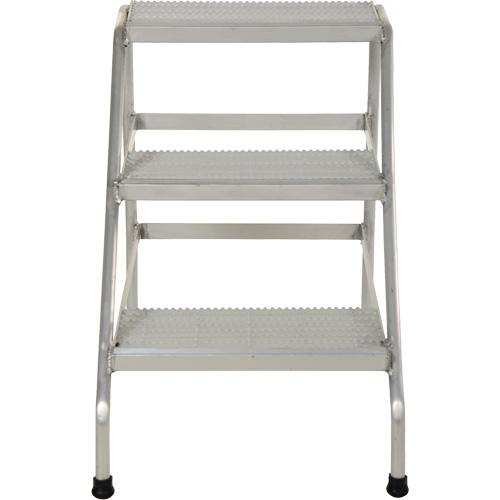Aluminum Step Stand, 3 Step(s), 22-13/16" W x 34-9/16" L x 30" H, 500 lbs. Capacity Industrial Sales
