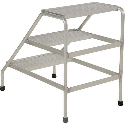 Aluminum Step Stand, 3 Step(s), 22-13/16" W x 34-9/16" L x 30" H, 500 lbs. Capacity Industrial Sales