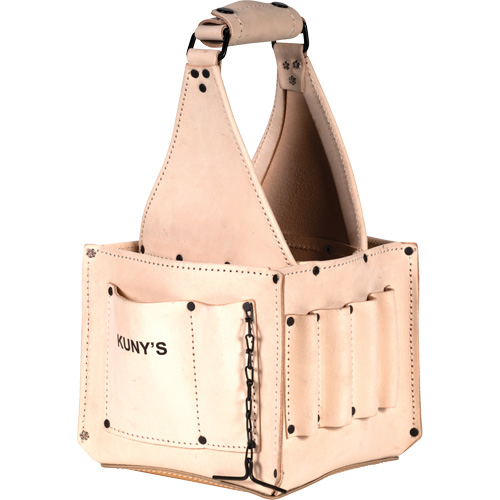 Porte-outils pour &eacute;lectricien et travaux d'entretien, Cuir, 17 pochettes, Beige Industrial Sales