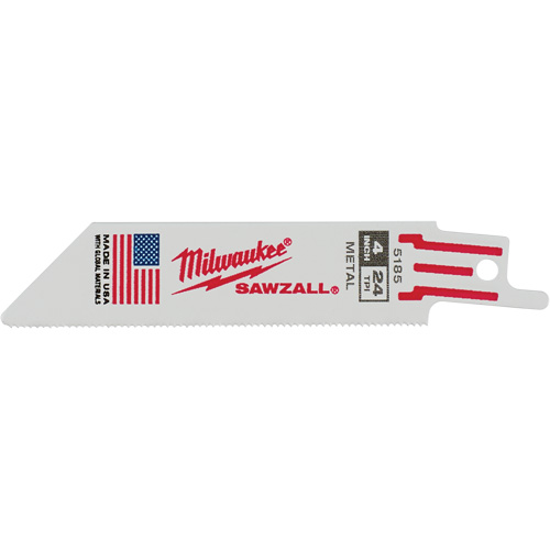 Lames de scie alternative Sawzall, Bim&eacute;tal, 24 Dents par pouce, 4" lo x 3/4" la Industrial Sales