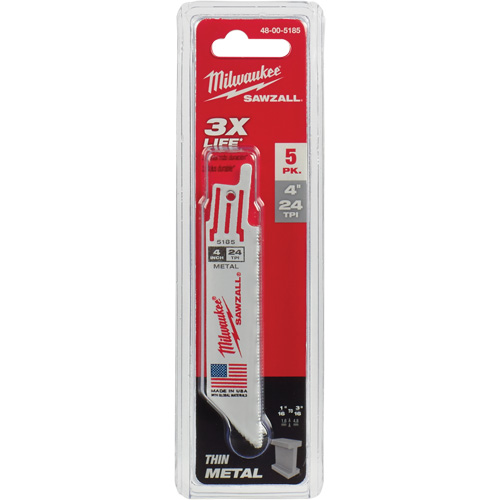 Lames de scie alternative Sawzall, Bim&eacute;tal, 24 Dents par pouce, 4" lo x 3/4" la Industrial Sales