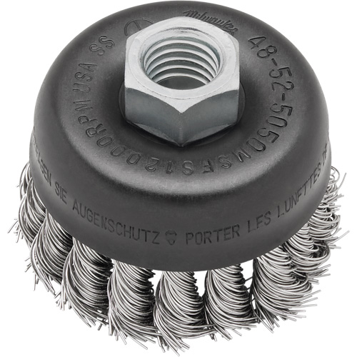 Knot Wire Cup Brush, 3" Dia. x 5/8"-11 Arbor Industrial Sales