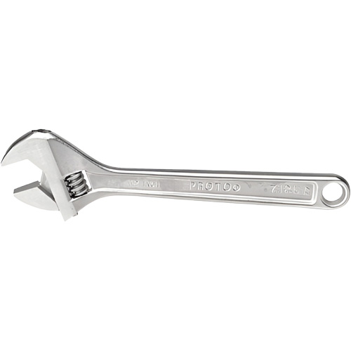 Adjustable Wrench, 12-1/8" L, 1-19/32" Max Width, Chrome Industrial Sales