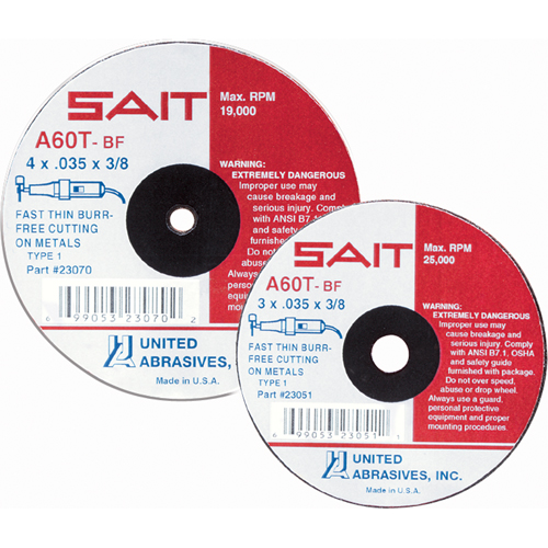 Cut-Off Wheel, 4" x 0.045", 5/8" Arbor, Type 27, Aluminum Oxide, 13500 RPM Industrial Sales
