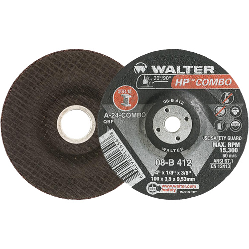 Meule combin&eacute;e HP Combo &agrave; moyeu d&eacute;port&eacute;, 4" x 1/8", Arbre de 3/8", Type 27 Industrial Sales