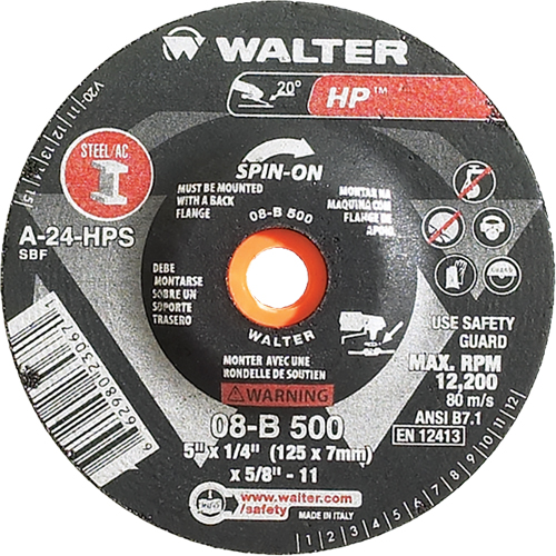 Meule HP vissable, 5" x 1/4", Arbre de 5/8"-11, Type 27S Industrial Sales