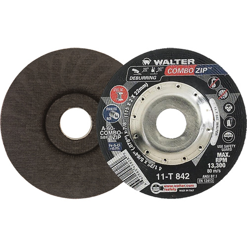 Meules &agrave; tronçonner renforc&eacute;es pour meuleuse &agrave; angle droit - Combo Zip, 4-1/2" x 5/64", Arbre de 7/8", Type 27 Industrial Sales