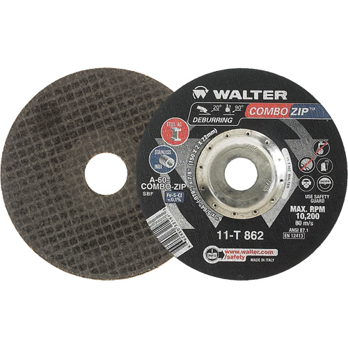 Meules &agrave; tronçonner renforc&eacute;es pour meuleuse &agrave; angle droit - Combo Zip, 6" x 5/64", Arbre de 7/8", Type 27 Industrial Sales