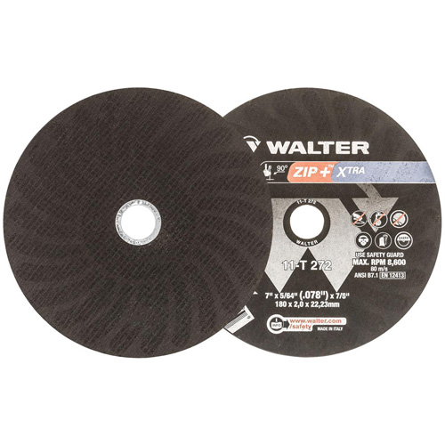 Meule &agrave; tronçonner pour usage intensif Zip+Xtra, 7" x 5/64", Arbre de 7/8", Type 1, Oxyde d'aluminium, 8600 Tr/min Industrial Sales