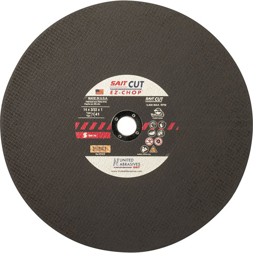 Chop Saw Wheel, 12" x 0.093"/3/32", 1" Arbor, Type 1, Aluminum Oxide, 5100 RPM Industrial Sales