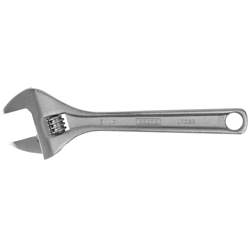 Adjustable Wrench, 8" L, 1-7/32" Max Width, Chrome Industrial Sales