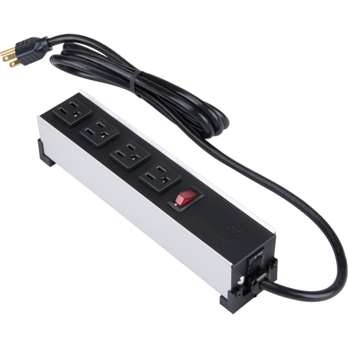 Indoor Brushed Aluminum Power Bar, 4 Outlet(s), 6' Industrial Sales