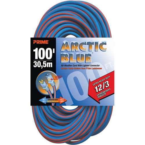 Cordon rallonge verrouillable toute saison en caoutchouc TPE Arctic Blue, Toutes saisons, SJEOW, AWG 12/3, 15 A, 100' Industrial Sales