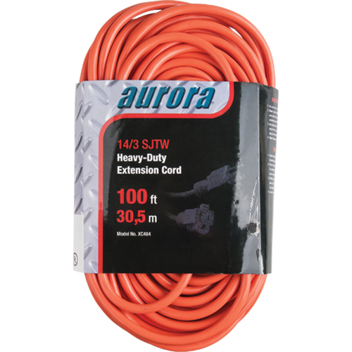 Vinyl Extension Cord, Outdoor, SJTW, 14/3 AWG, 13 A, 100' Industrial Sales
