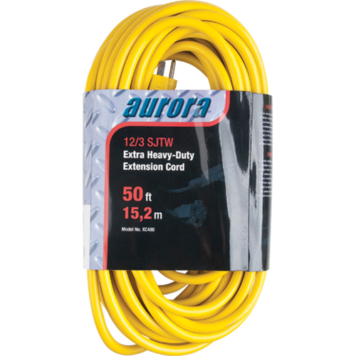 Vinyl Extension Cord, Outdoor, SJTW, 12/3 AWG, 15 A, 50' Industrial Sales