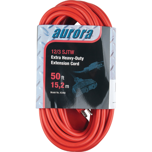 Vinyl Extension Cord, Outdoor, SJTW, 12/3 AWG, 15 A, 3 Outlet(s), 50' Industrial Sales