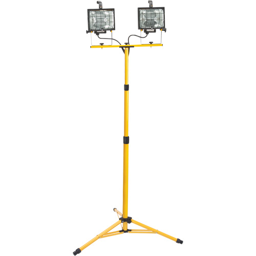 Twin-Head Work Light, Halogen, 500 W, 16000 Lumens, Steel Housing Industrial Sales