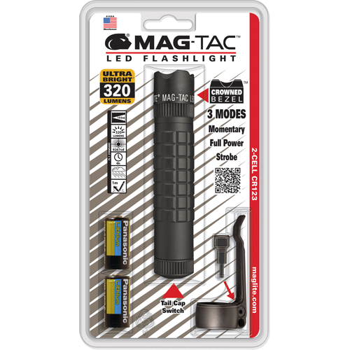 Mag-Tac Tactical Flashlights, LED, 320 Lumens, CR123 Batteries Industrial Sales