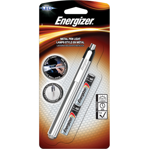 Lampe stylo, DEL, 35 lumens, Corps en Aluminium, piles AAA, Compris Industrial Sales