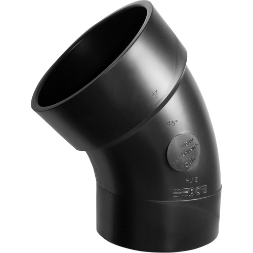 Long Radius 45° Sanitary Street Elbow Fitting, Spigot x Hub, Plastic, 4" Industrial Sales