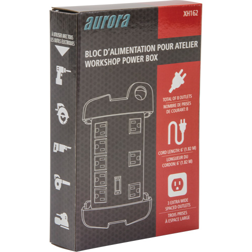 Protecteur de surtension &agrave; prise multiple pour l'atelier, 8 Prises, 1350 J, 1875 W, Cordon 6' Industrial Sales