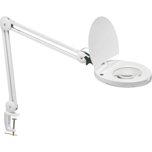 LED Magnifier with A-Bracket, 3 Diopter, LED Light, 47" Arm, C-Clamp, White Industrial Sales
