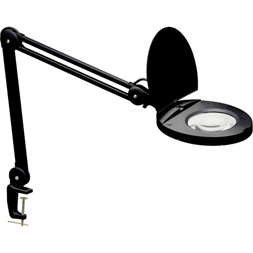 Adjustable Magnifier Lamp, 5 Diopter, LED Light, 47" Arm, C-Clamp, Black Industrial Sales