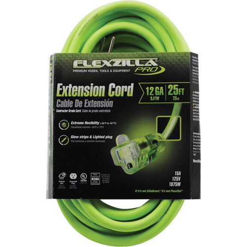 Cordon rallonge industriel Flexzilla Pro, Toutes saisons, SJTW, AWG 12/3, 15 A, 25' Industrial Sales