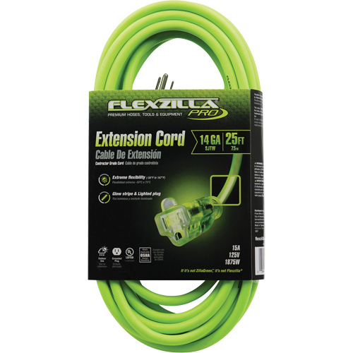 Cordon rallonge industriel Flexzilla Pro, Toutes saisons, SJTW, AWG 14/3, 15 A, 25' Industrial Sales