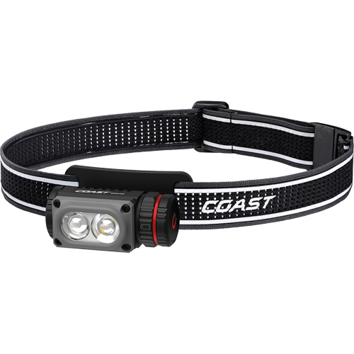 Lampe frontale COAST WPH10R &agrave; deux couleurs avec aimant et agrafe, DEL, 500 lumens, 3,25 hres de fonctionnement, piles Rechargeable Industrial Sales