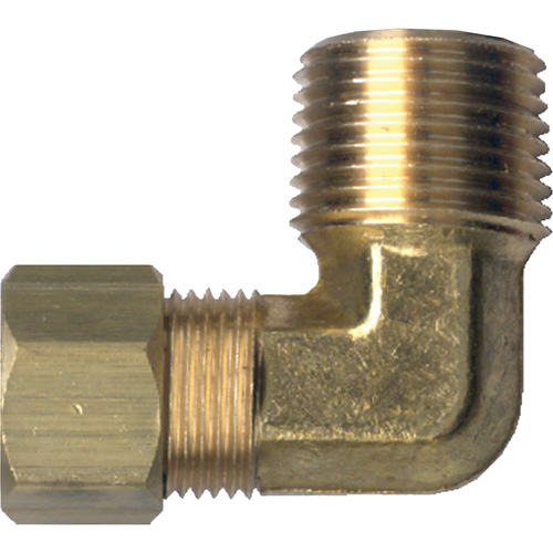 90° Pipe Elbow Fitting, Tube x Male Pipe, Brass, 1/4" x 1/2" Industrial Sales