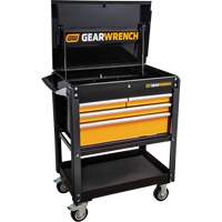 Utility Cart, 4 Drawers, 33" L x 21" W x 42" H, Black/Orange Industrial Sales