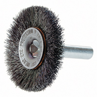 Crimped Wire Wheel Brush with 1/4" Shank, 3" Dia., 0.014" Fill, 1/4" Arbor Industrial Sales