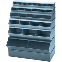 Bacs sectionnels superposables, Cap. 100 lb, 37" la x 24" p x 11" h, Bleu Industrial Sales