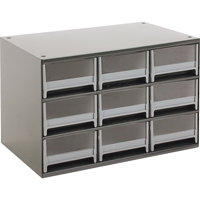 Casiers modulaires pour pi&egrave;ces, Acier, 9 tiroirs, 17" x 10-9/16" x 3-1/16", Gris Industrial Sales