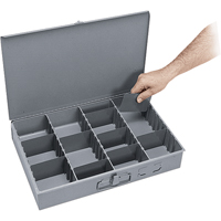 Boîtes &agrave; compartiments ajustables, Acier, Variable compartiments, 18" la x 12" p, 3" h, Gris Industrial Sales