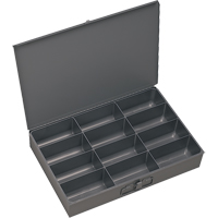 Boîtes &agrave; fond courb&eacute;, Acier, 12 compartiments, 13 3/8" la x 9-1/4" p, 2" h, Gris Industrial Sales