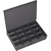 Boîtes &agrave; fond courb&eacute;, Acier, 16 compartiments, 13-3/8" la x 9-1/4" p, 2" h, Gris Industrial Sales