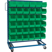 Single-Sided Mobile Bin Rack, Single-sided, 36 bins, 36" W x 16" D x 46-1/2" H Industrial Sales
