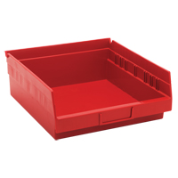 Bacs de rangement pour tablettes, 11-1/8" la x 4" H x 11-5/8" p, Rouge, Capacit&eacute; 30 lb Industrial Sales